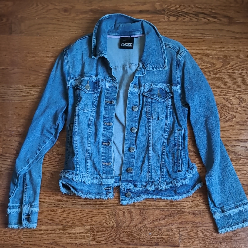 Nanette‎ Lepore Blue Distressed Jean Jacket